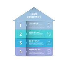 Infographic template with house divided on four elements vector