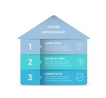 Infographic template with house divided on three elements vector