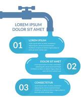 Infographic template with elements steps with tap and water vector