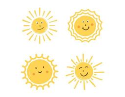 Smiling Suns Set vector