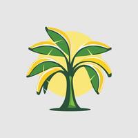 Banana tree icon. Gray background with green. vector