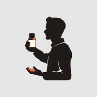 illustration of a man taking care of his health. Flat style design. vector