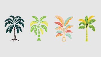 Banana tree icon. Gray background with green. vector