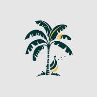Banana tree icon. Gray background with green. vector