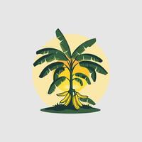 Banana tree icon. Gray background with green. vector