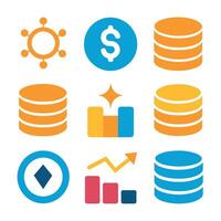 Stack of coin icon set illustration vector