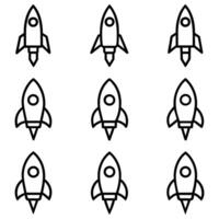 a set of Rocket icon art illustration vector