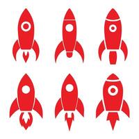 a set of Rocket icon art illustration vector