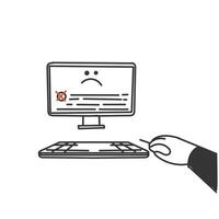 hand drawn doodle computer operating system crash vector