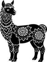 Alpaca silhouette with white background vector