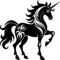 Unicorn silhouette and with white background vector