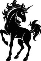 Unicorn silhouette and with white background vector