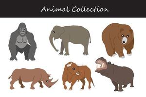 bull, bear, elephant and others. animal collection vector