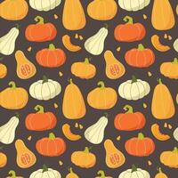 Pumpkin background. Autumn vegetables seamless pattern vector