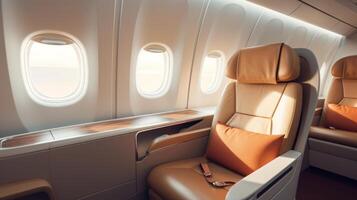 beautiful view from business class of aircraft. Neural network photo