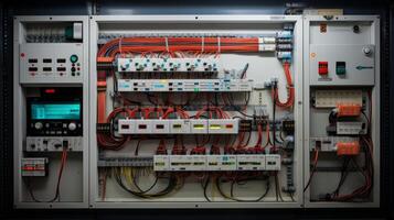 Compartment of electrical equipment in a complete transformer substation. Neural network photo