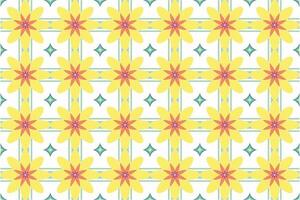 Sunny flower pattern tiles Seamless pattern vector