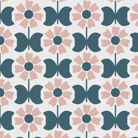 seamless floral pattern with flowers in retro scandinavian style vector