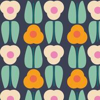 seamless floral pattern with flowers in retro scandinavian style vector