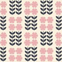 seamless floral pattern with flowers in retro scandinavian style vector