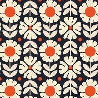 seamless floral pattern with flowers in retro scandinavian style vector