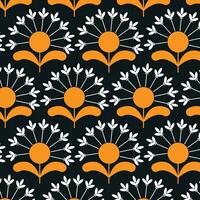 seamless floral pattern with flowers in retro scandinavian style vector