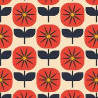 seamless floral pattern with flowers in retro scandinavian style vector