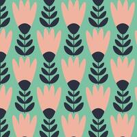seamless floral pattern with flowers in retro scandinavian style vector