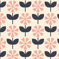 seamless floral pattern with flowers in retro scandinavian style vector