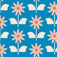 seamless floral pattern with flowers in retro scandinavian style vector