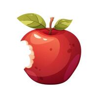 Red apple with bitten off piece. icon on white background vector