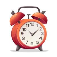 Cartoon retro alarm clock in red color. icon on white background vector