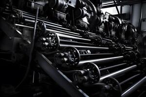 Large offset printing press or magazine running. Neural network photo