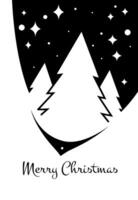 Christmas greeting card with tree object and black and white colors vector