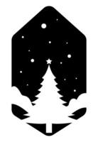 Christmas greeting card with tree object and black and white colors vector