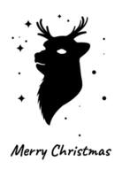 Christmas greeting card with deer object and black and white colors vector