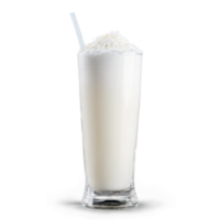 Ayran glass tall and filled with frothy white yogurt drink one empty and one garnished png