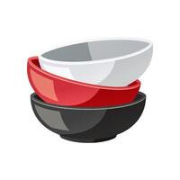 Stack of colored bowl isolated on white background. vector