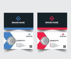 Blue and red corporate business card design, name card template, horizontal simple clean layout design template. vector