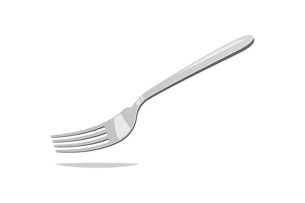 Silverware fork isolated on white background.