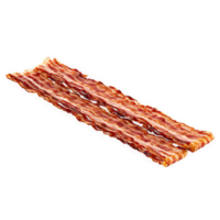 Sizzling bacon strips with crispy texture floating and steaming Food and culinary concept png