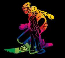 Graffiti Snowboard Players Mix Action Snowboarder vector