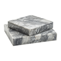 Two stack square stone marble rock podium for display product isolated on transparent background png