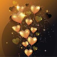 Gold Heart Balloons with dark background vector