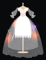 Wedding dress design dark Background. white dresses for brides in different styles. vector