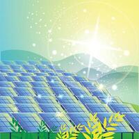 Electricity resource from Solar Panel, and wind turbines. vector