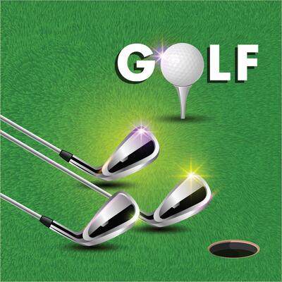Golf course with sticks background in realistic style with Green grass