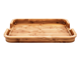 Square Bamboo Serving Tray. Isolated on transparent background png