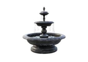 Elegant Stone Fountain with Water Flowing. Isolated on transparent background png