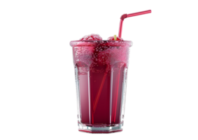Refreshing Red Drink with Straw. Isolated on transparent background png